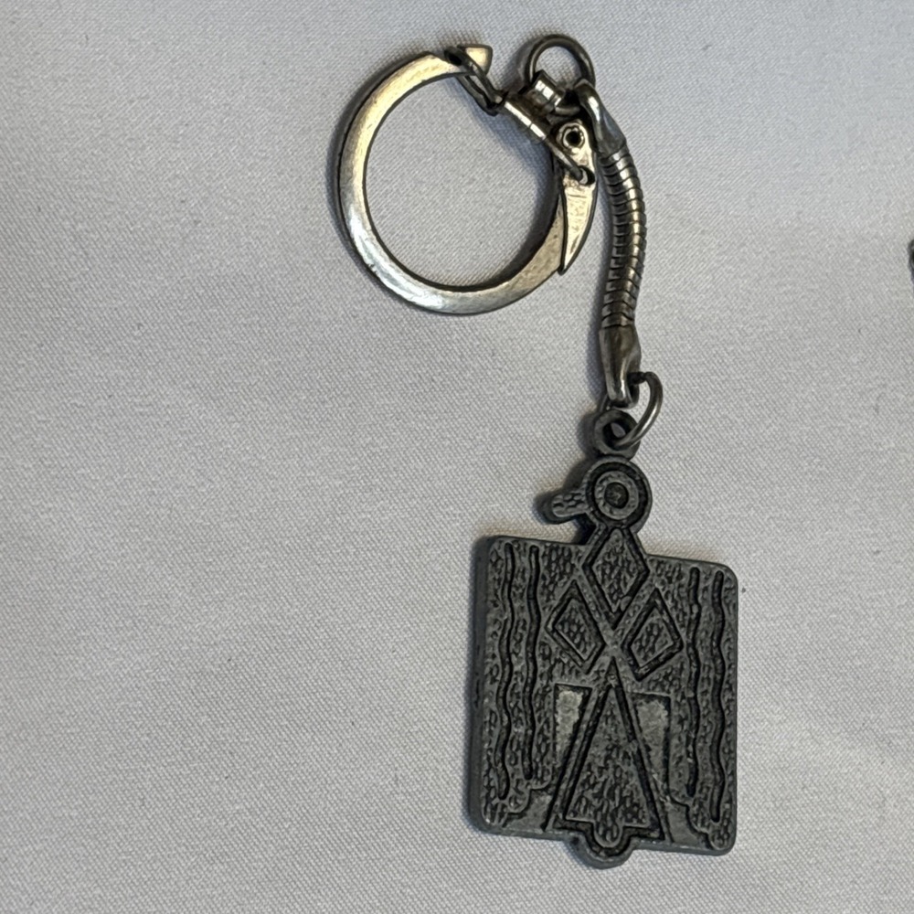 Vintage Southwest Style Keychain Geometric Pendant Metal Tribal